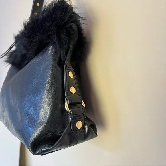 Badgley Mischka Furry Black Y2K Shoulder Bag - Picture 3 of 10